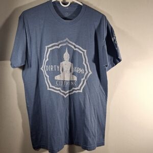 Dirty Karma Clothing Women's Blue Short Sleeve Crew Neck Logo Tee Size L